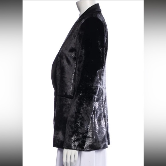 Frame Metallic Satin Single Button Blazer Tuxedo Jacket - Picture 4 of 7